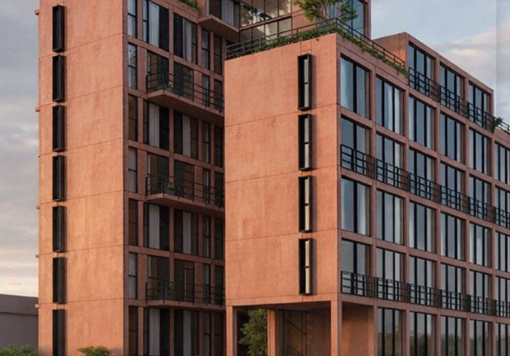 Render exterior de edificio residencial